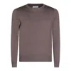 Malo Ribbed Crewneck Sweater With Long Sleeves In Brown