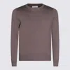Malo Ribbed Crewneck Sweater With Long Sleeves In Brown