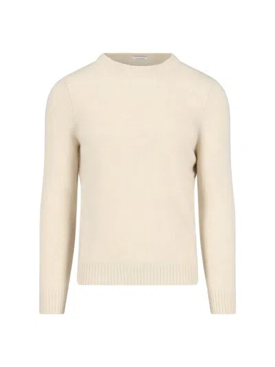 Malo Crewneck Ribbed Sweater Long Sleeves In White