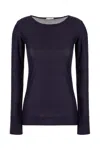 Malo Long Sleeve Round Neck Top In Blk