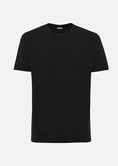 Malo T-shirt Girocollo In Jersey Di Cotone In Black