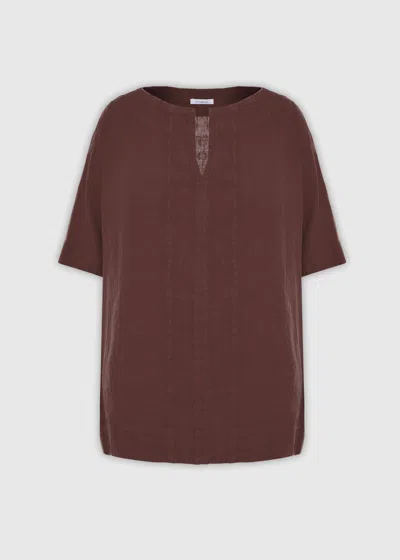 Malo T-shirt In Lino In Brown