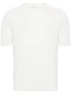 Malo Short-sleeved Fine-knit Sweater In White