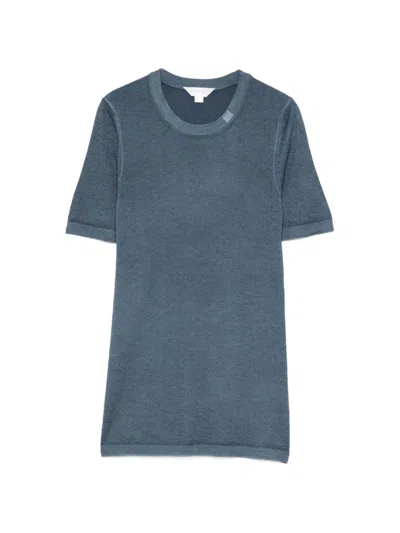 Malo Tavolozza Cashmere Short-sleeves Sweater In Blue