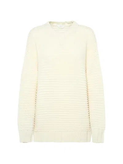 Malo Emma Cashmere Chainette Knit Crewneck Sweater In White