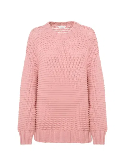 Malo Emma Cashmere Chainette Knit Crewneck Sweater In Pink