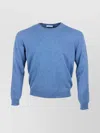 Malo Thin Wool Round Neck Long Sleeve Sweater In Blue