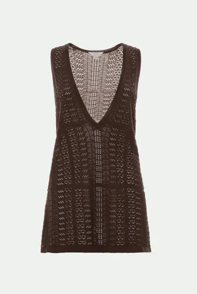 Malo Makò Cotton V-neck Top In Brown