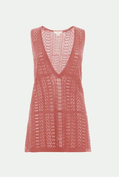 Malo Makò Cotton V-neck Top In Pink
