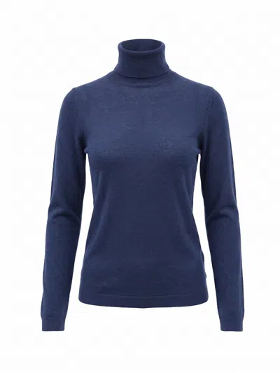 Malo Turtle Neck Sweater In Blue