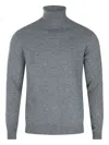 Malo Turtleneck Sweater With Ribbed Cuffs And Hem In Gray