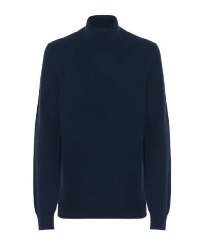 Malo Turtleneck Straight Hem Jumper In Blue
