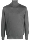 Malo Shaved Cyclist Turtleneck Sweater With Ribbed Finish In Gray