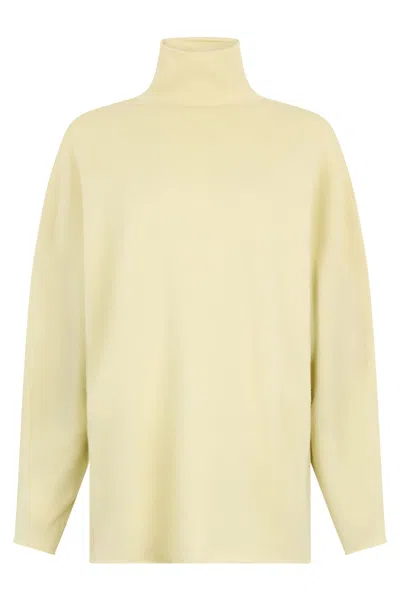 Malo Turtleneck Sweater In A Light Shade Of Yellow With Long Sleeves. In Neutral