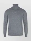 Malo Turtleneck Sweater With Ribbed Cuffs And Hem In Blue