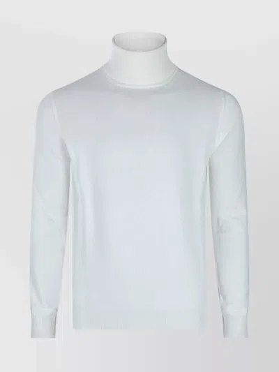 Malo Turtleneck Sweater With Ribbed Cuffs And Hem In White