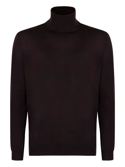 Malo Turtleneck Virgin-wool Sweater In Brown
