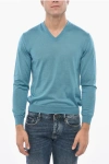 Malo V Neck Cashmere And Silk Sweater In Blue