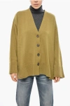 Malo V-neck Cashmere Blend Cardigan In Yellow