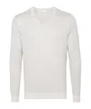 Malo V-neck Cotton Jumper In White