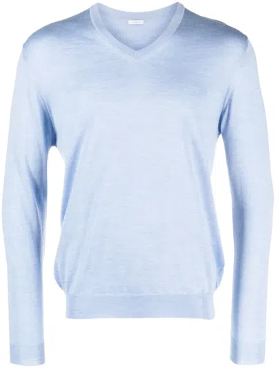 Malo V-neck Rib-trimmed Jumper In Blu