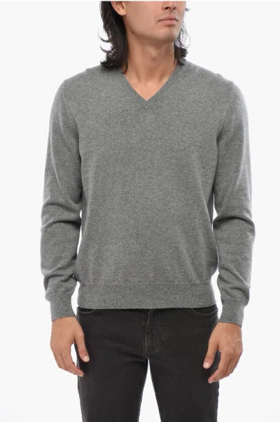 Malo V-neck Pure Cashmere Sweater In Gray