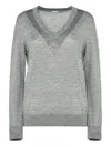Malo V-neck Rhinestone-embellished Sweater In Gray