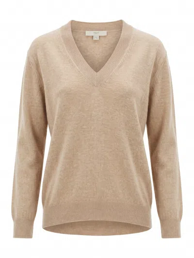 Malo V Neck Sweater In Beige