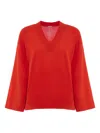 Malo V-neck Wide-sleeve Sweater In Red