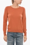 Malo Virgin Wool And Cashmere Crew Neck Sweater In Orange