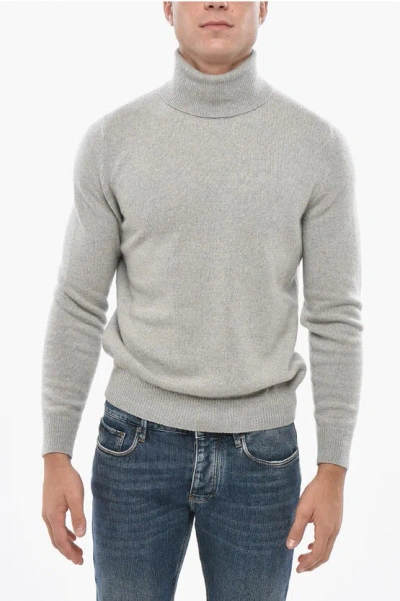 Malo Virgin Wool And Cashmere Turtleneck Sweater In White