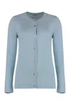 Malo Virgin Wool Cardigan In Light Blue