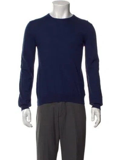 Pre-owned Malo Virgin Wool Crew Neck Pullover In Blue
