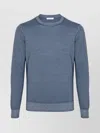 Malo Virgin Wool Crewneck Knitted Sweater In Blue