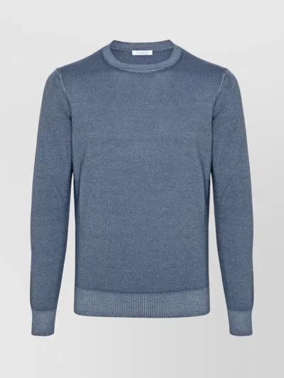 Malo Virgin Wool Crewneck Knitted Sweater In Blue