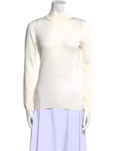 Pre-owned Malo Virgin Wool Mock Neck Sweater In Neutral