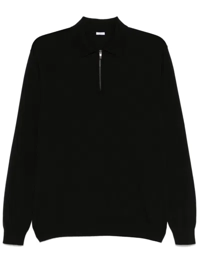 Malo Virgin Wool Polo Shirt In Black