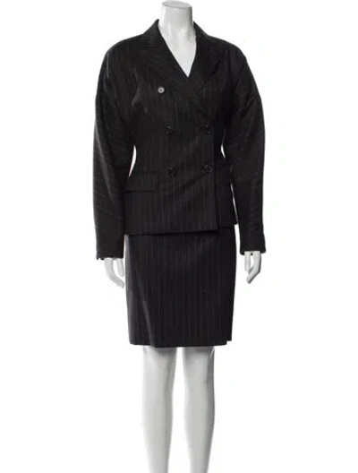 Pre-owned Malo Virgin Wool Striped Skirt Set In Black