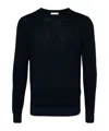 Malo Wool Crewneck Sweater With Ribbed Cuffs In Black