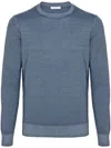 Malo Virgin Wool Crewneck Knitted Sweater In Blue