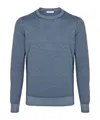 Malo Virgin Wool Crewneck Knitted Sweater In Blue