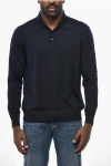 Malo Virgin Wool Sweater With Polo Neck In Blue