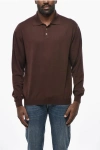 Malo Virgin Wool Sweater With Polo Neck In Brown