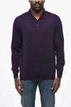 Malo Virgin Wool Sweater With Polo Neck In Purple