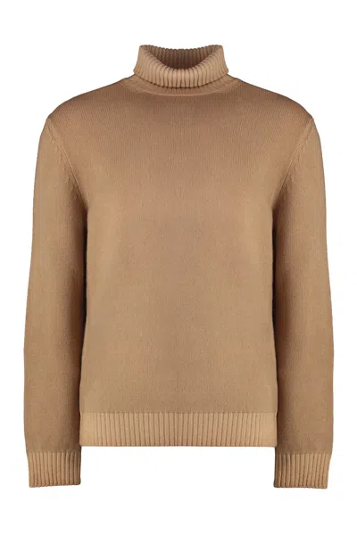 Malo Man Turtleneck Camel Size 40 Cashmere In Beige