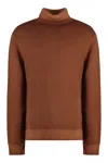 Malo Virgin Wool Turtleneck Sweater In Brown