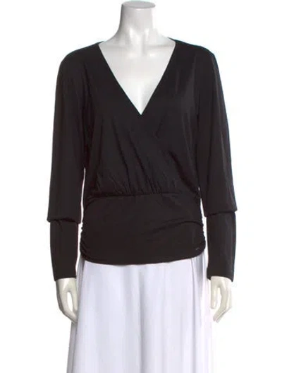 Pre-owned Malo Virgin Wool V-neck Top In Black