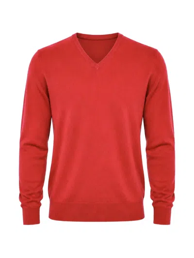 Malo V-neck Cashmere Fine-knit Top In Red