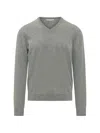 Malo Basic V-neck Knit Sweater In Gray