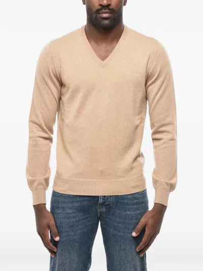Malo V-neck Cashmere Sweater In Neutral